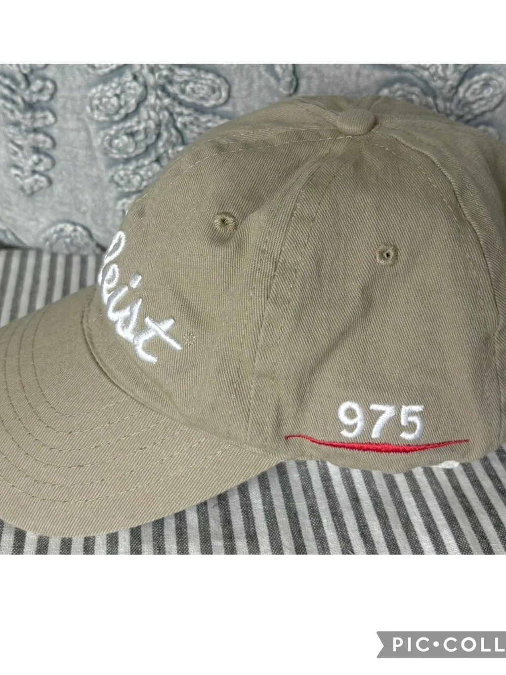 Titleist Khaki Dad Hat Adjustable Golf Cap 975 Script Logo Beige